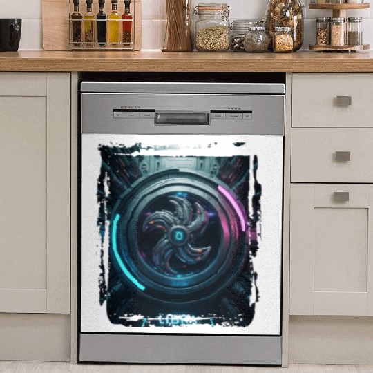 Zodiac sign Libra in cyberpunk era Future Dish Washer Covers