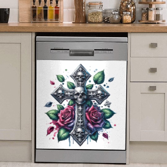 Gothic Collection - Cross, Skulls & Red Roses Dish Washer Covers