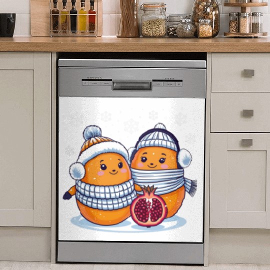 Cozy Winter Fruits: Oranges & Pomegranate Dish Washer Covers