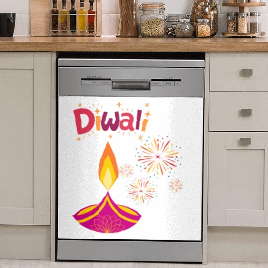 Diwali Design with Lamp & Festive Fireworks Dish Washer Covers