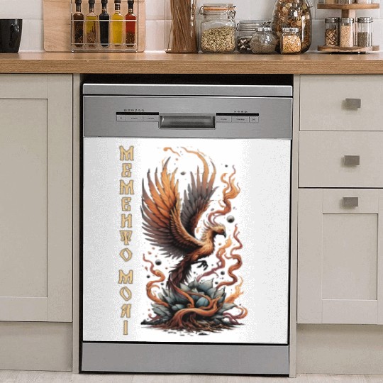 Memento Mori Phoenix Rebirth Fire Art Design Dish Washer Covers