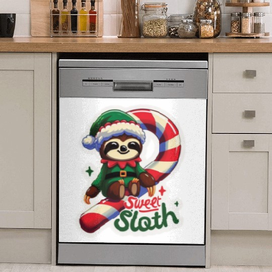 Adorable sloth dressed as an elf Dish Washer Covers