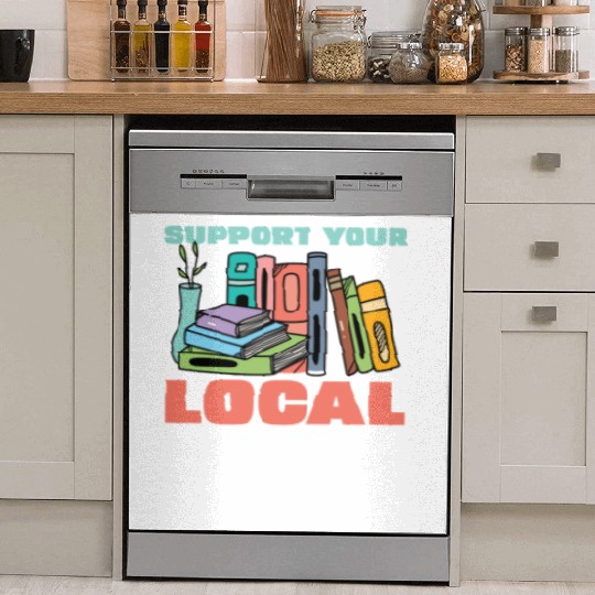 Support Your Local Library Books Reading Dish Washer Covers