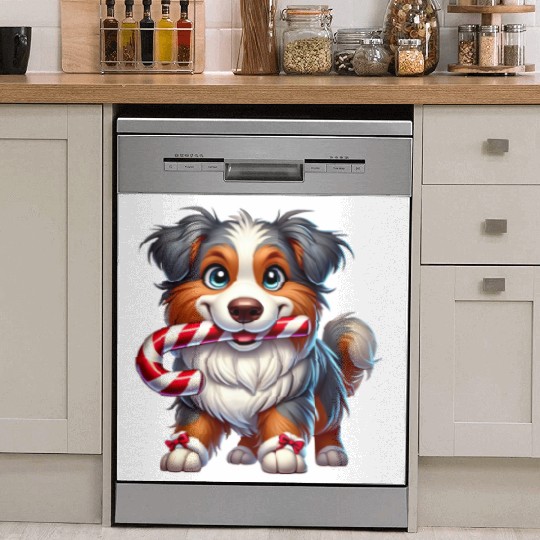 Cute Christmas Dog Australian Shepherd Dish Washer Covers