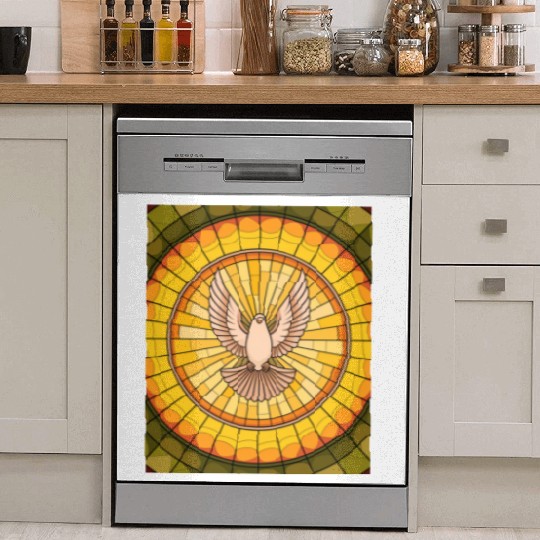 Stained Glass Dove in Flight - Peace & Spiritualit Dish Washer Covers