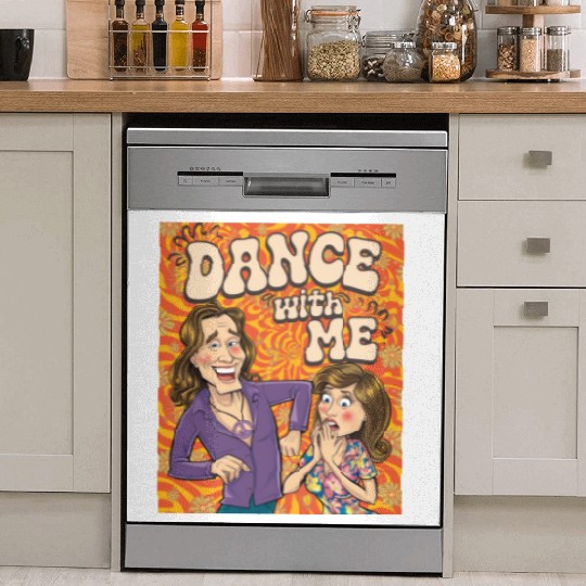 Dance with Me Groovy 70s Retro Funky Psychedelic Dish Washer Covers