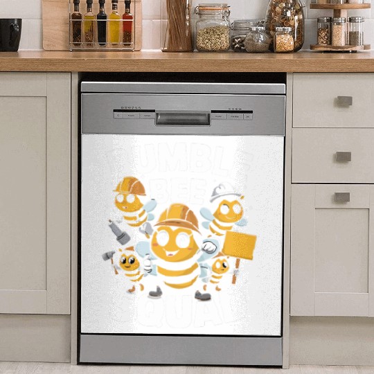 Fun Bumblebee Squad Cartoon Art Dish Washer Covers