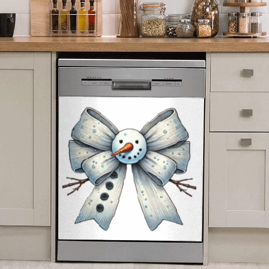 Snowman Coquette Bow, Merry Christmas Dish Washer Covers