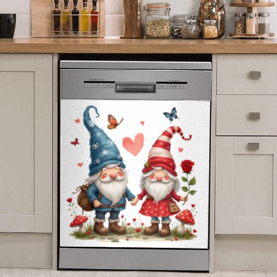 Gnomes Valentines Revelin, Valentines Retro Dish Washer Covers