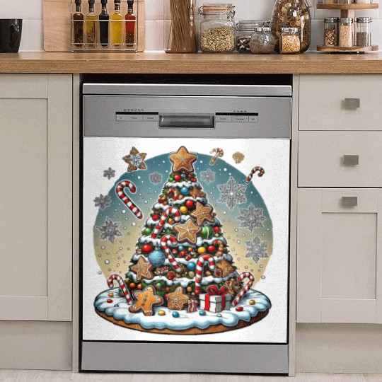 Gingerbread Candy Cane Christmas Tree Dish Washer Covers