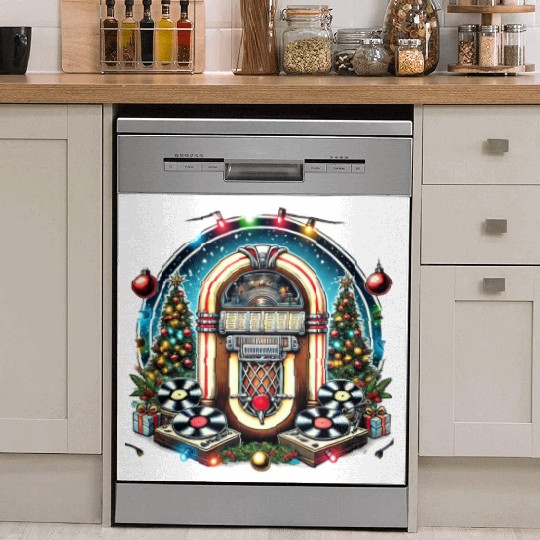 Retro Christmas Jukebox Melody Dish Washer Covers