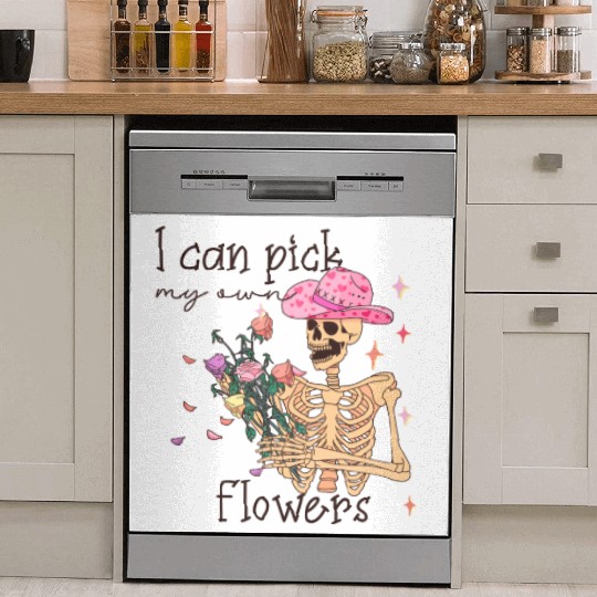 Funny Cowboy Skeleton with Flowers Dish Washer Covers