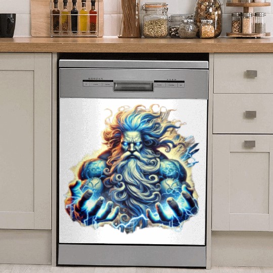 The Greek God Zeus with Lightning Dish Washer Covers