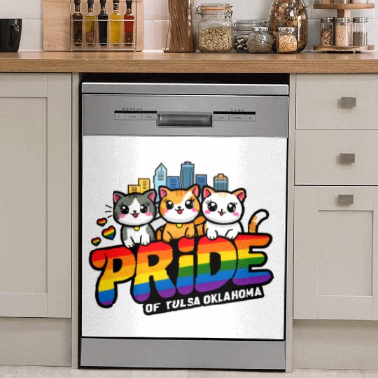 Pride of Tulsa City Oklahoma USA Rainbow Flag Dish Washer Covers