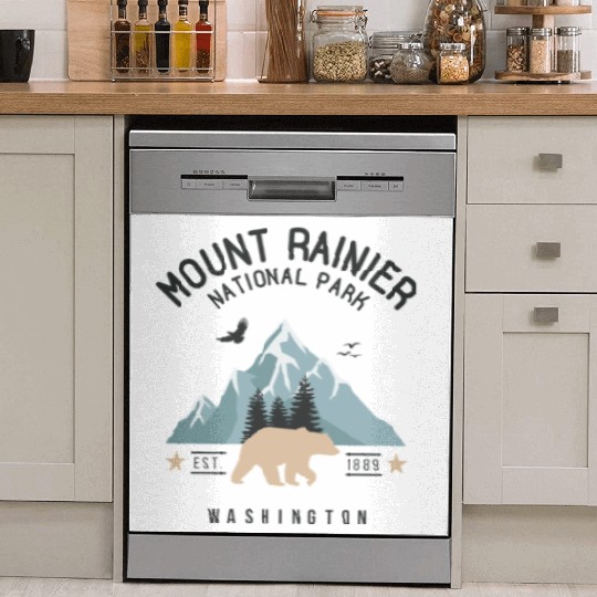 Mount Rainier National Park Est. 1889 Washington Dish Washer Covers