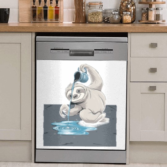 Aquarius Zodiac Sloth Pouring Water with Charm Dish Washer Covers