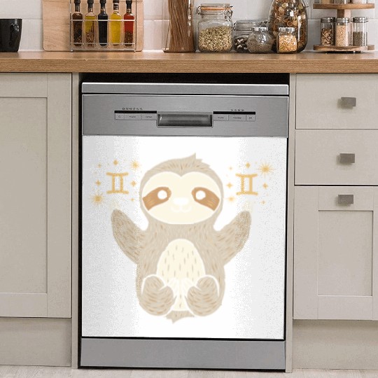 Gemini Zodiac Sloth Embracing Duality Magic Dish Washer Covers