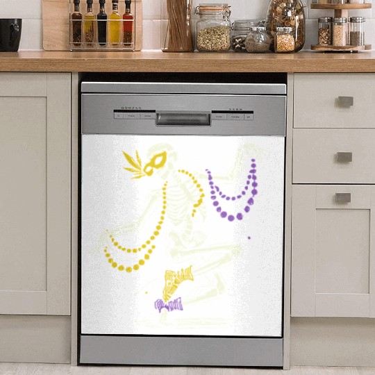 Mardi Gras Skeleton Dance Beads Mask Fun Dish Washer Covers