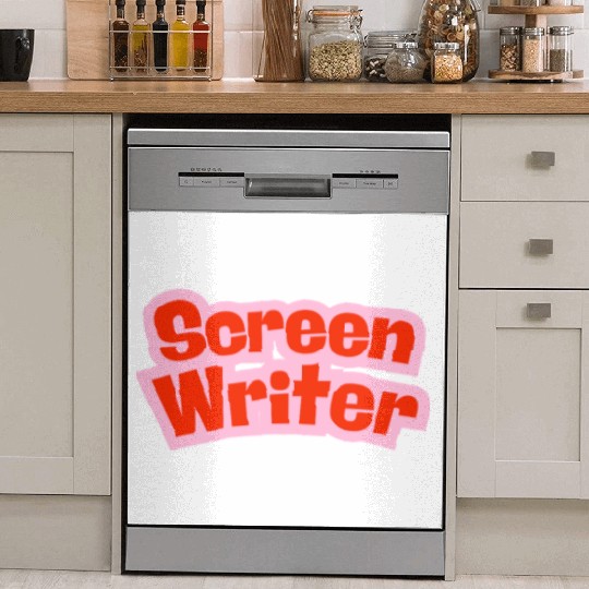 Screen Writer Red Text with Pink Border Dish Washer Covers
