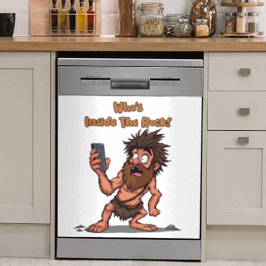 Funny Caveman – Stone Age Meets Modern Technology Dish Washer Covers