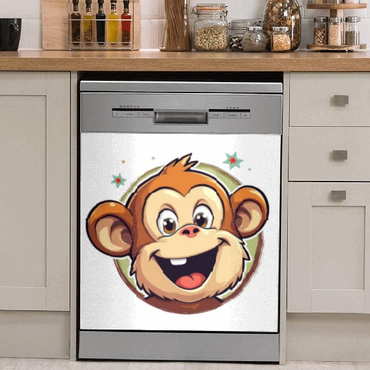 Cute Cartoon Monkey Face Dish Washer Covers