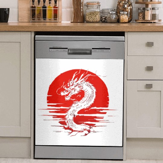 Dragon Rising Under the Blood Moon Dish Washer Covers