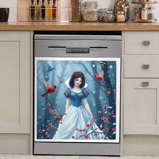 Snow White fantasy with birds. Dish Washer Covers