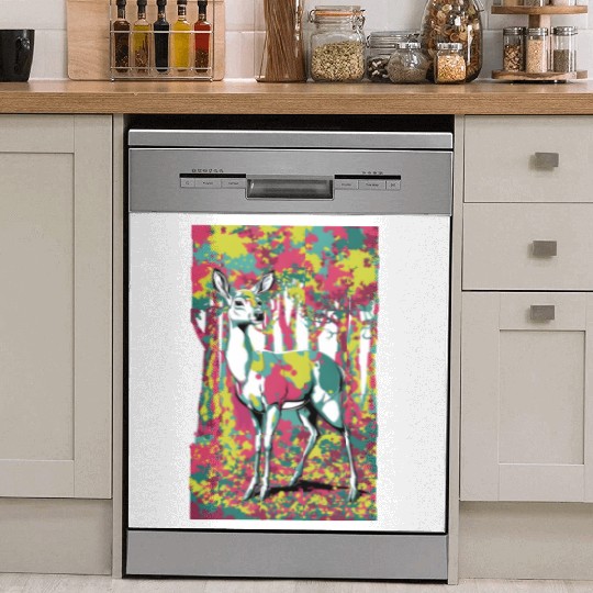 Trippy camouflage deer in the forest Dish Washer Covers