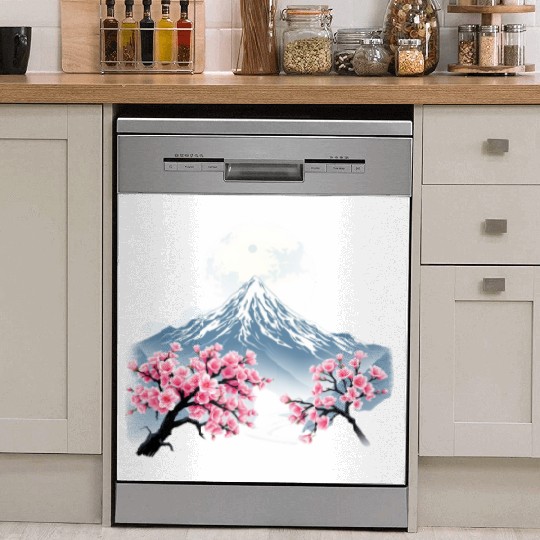 Japanese mount fuji Sakura tree Cherry blossom Dish Washer Covers