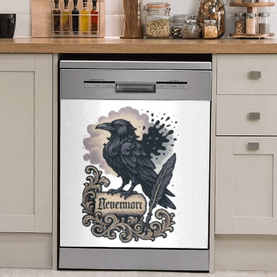 Baroque Raven Nevermore Scroll Poe Poetry Dish Washer Covers