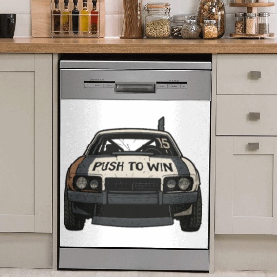 Push to Win Demolition Derby Design Wreck Racing Dish Washer Covers