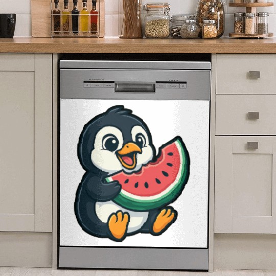 Penguin with Watermelon Summer Fruit Dish Washer Covers