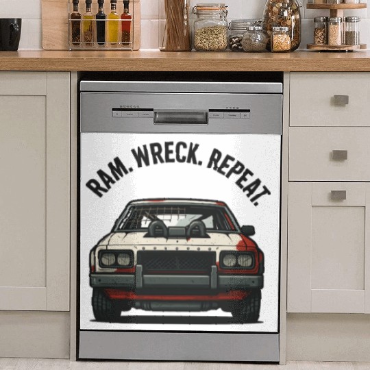 Ram Wreck Repeat Demolition Derby Design Race Car Dish Washer Covers
