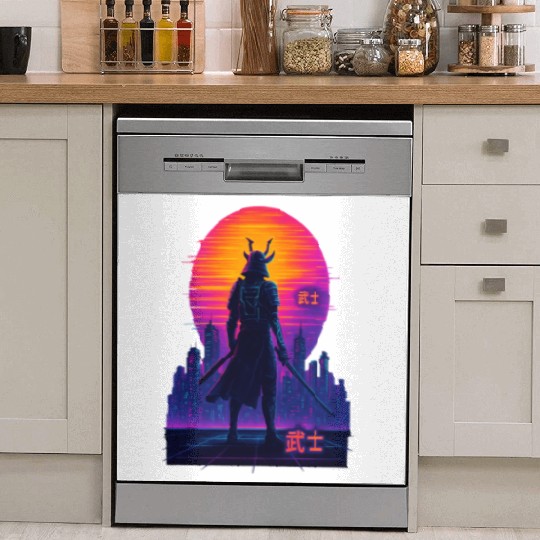 Neon Samurai - Cyberpunk Warrior Art Dish Washer Covers