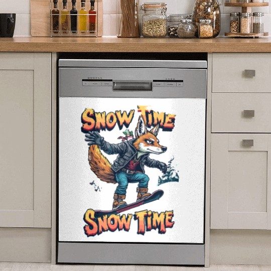 Snow Time Snowboarding Fox Adventure Artwork Dish Washer Covers
