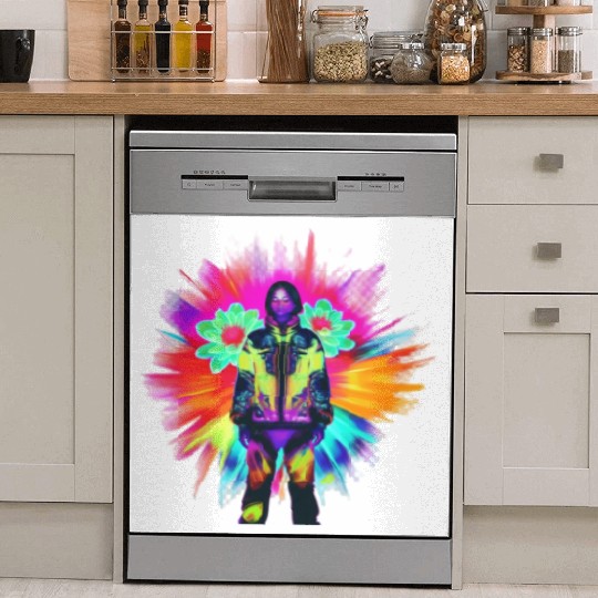 Y2K Bloom: Techwear Meets Luminescent Nature Dish Washer Covers