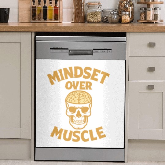Mindset Over Muscle – Skull & Brain Motivational D Dish Washer Covers