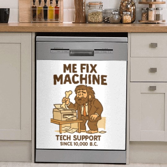 Office Tech Support Caveman Joke Daily Work Humor Dish Washer Covers