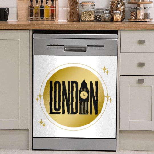 Black & Gold London Skyline Retro City Pride Dish Washer Covers