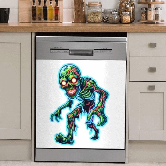Glowing Zombie Crawler – Toxic Neon Horror Dish Washer Covers