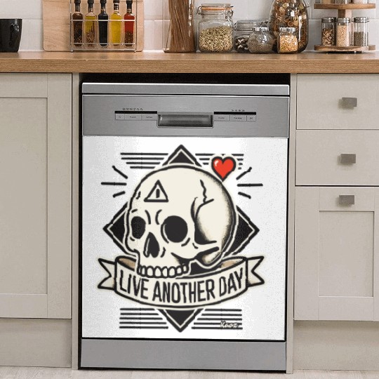 Skull Banner – Live Another Day Dish Washer Covers