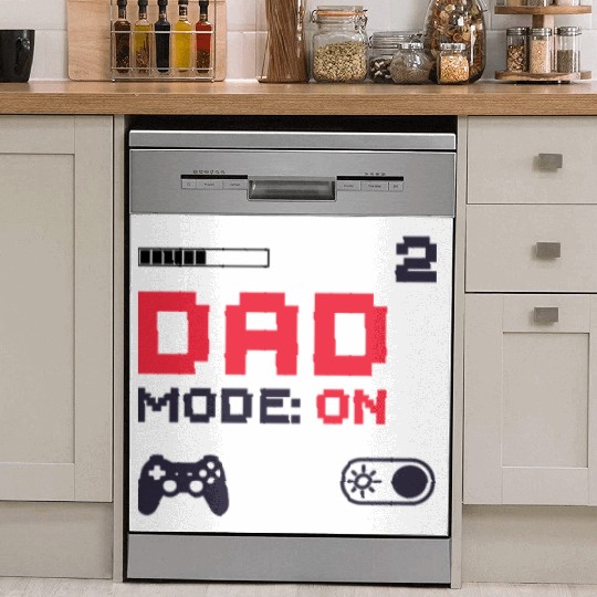 Dad Mode On Retro Gamer Dad Pixel Art Design Dish Washer Covers