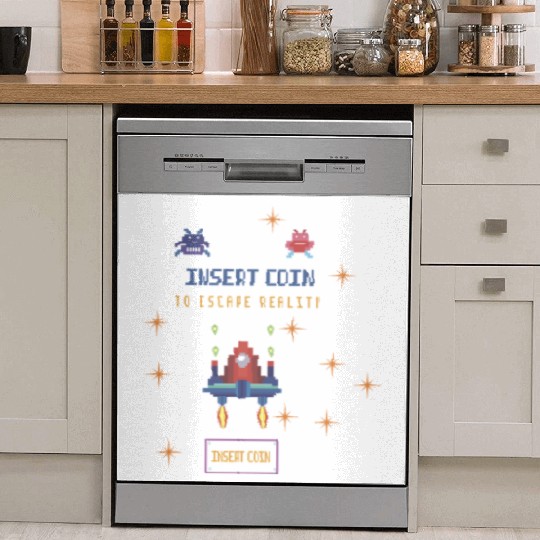 Retro Gamer Dish Washer Covers - Insert Coin to Escape Reality