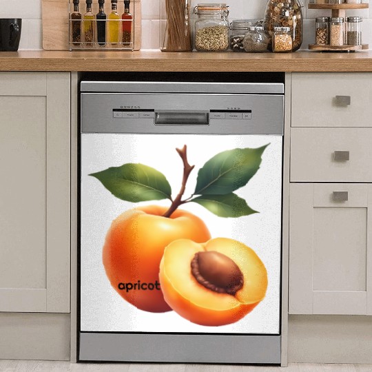 Apricot branch with green leaves Dish Washer Covers