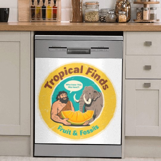 Caveman Mammoth Retro Ancient Fruit Discovery Dish Washer Covers