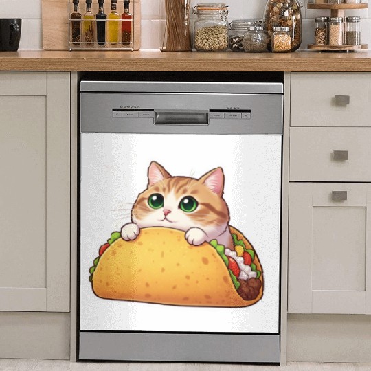 Taco Cat | Cute Kitty in a Taco | Purrfectly Tasty Dish Washer Covers