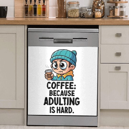Coffee because adulting is hard Dish Washer Covers