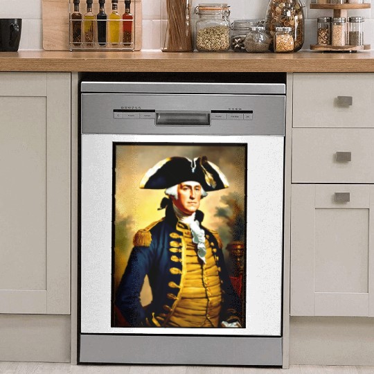 George Washington in revolutionary bttlefield a Dish Washer Covers