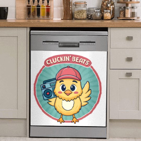 Cluckin Beats Chicken Hip Hop Retro 90s. Dish Washer Covers