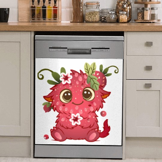 Cute Monster in Raspberry Design Dish Washer Covers